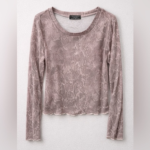 Laundry By Shelli Segal Tops - Laundry by Shelli Segal Sheer Snake Print Top L/GG Y2K Lettuce Hem